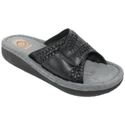 Navajo sort og grå skindsandal med velcro