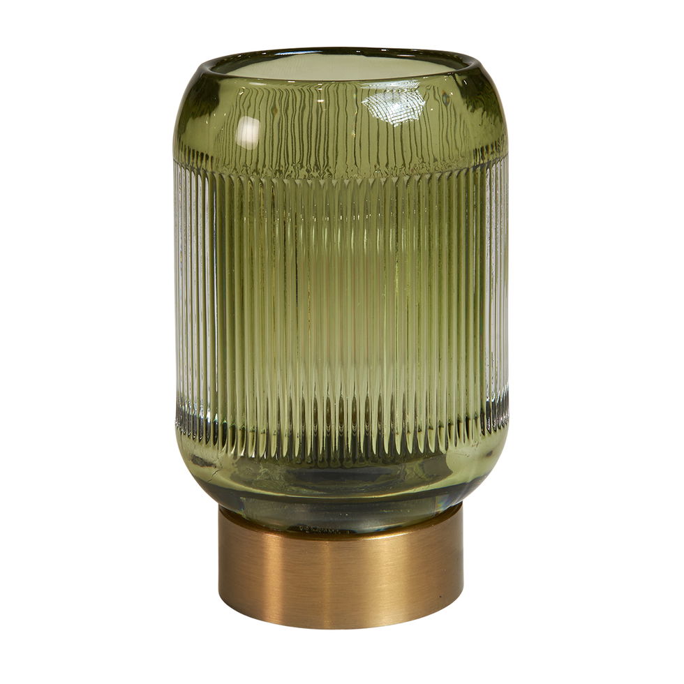 LED-lampe med riller – Elegant løsning i grønt glas