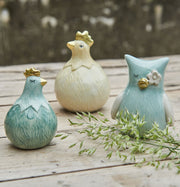 Håndmalet ugle i keramik – Aqua-blå dekoration