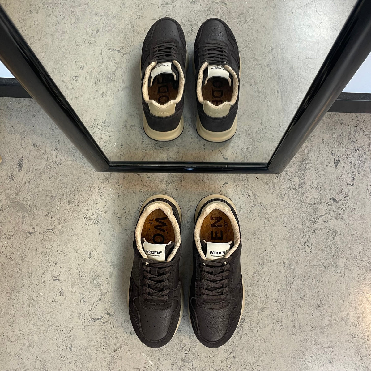 Mathilde Runner Leather – chokoladebrun Woden sneaker med let gængesål