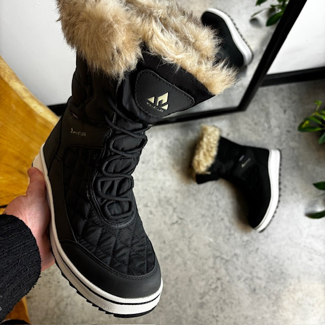 Sort vandtæt vinterstøvle fra Whistler med pels kant