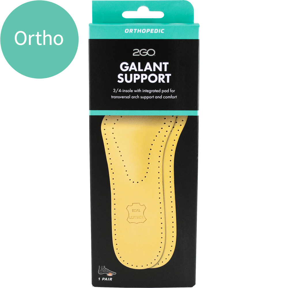 2GO ortopædisk 3/4 sål i læder med pelotte