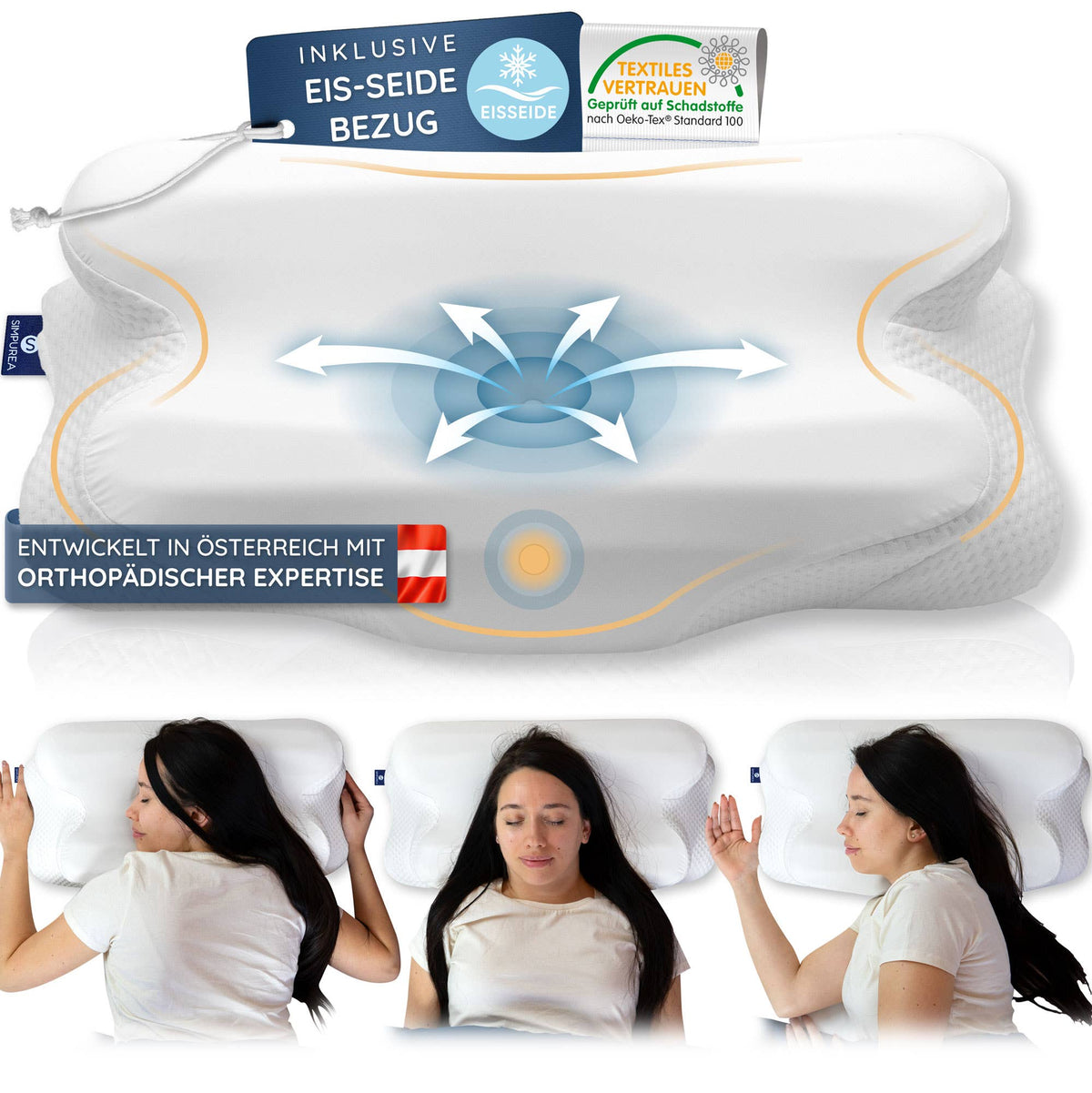Night Owl ergonomisk hovedpude i memory foam med to højder fra Simpurea