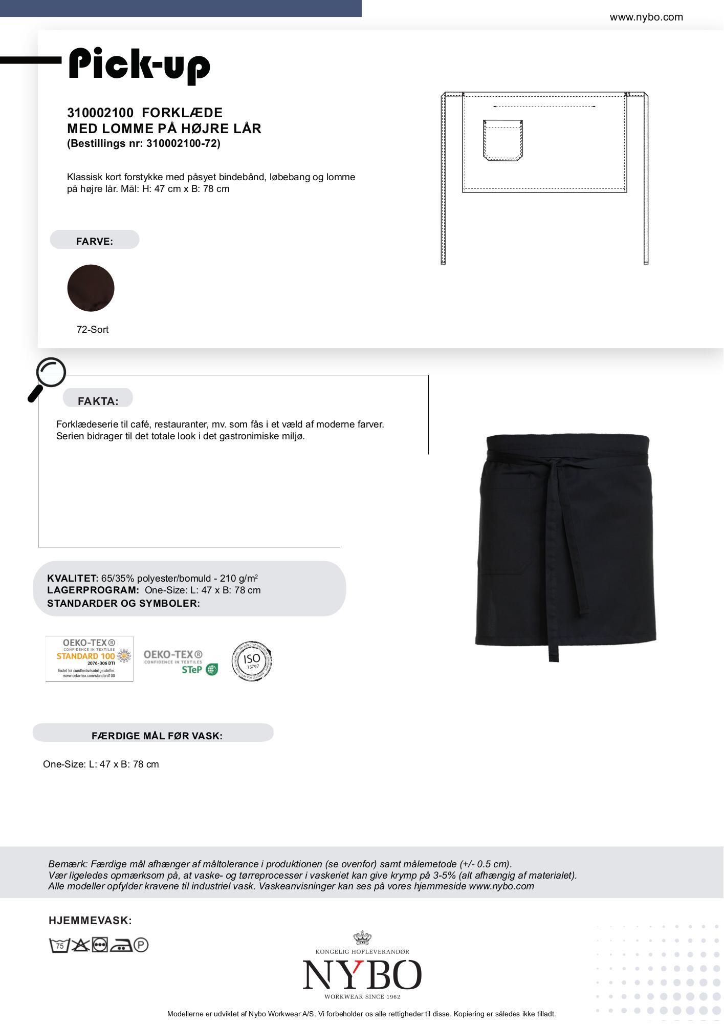 Nybo Sort Unisex Pick-up Forklæde, Lomme