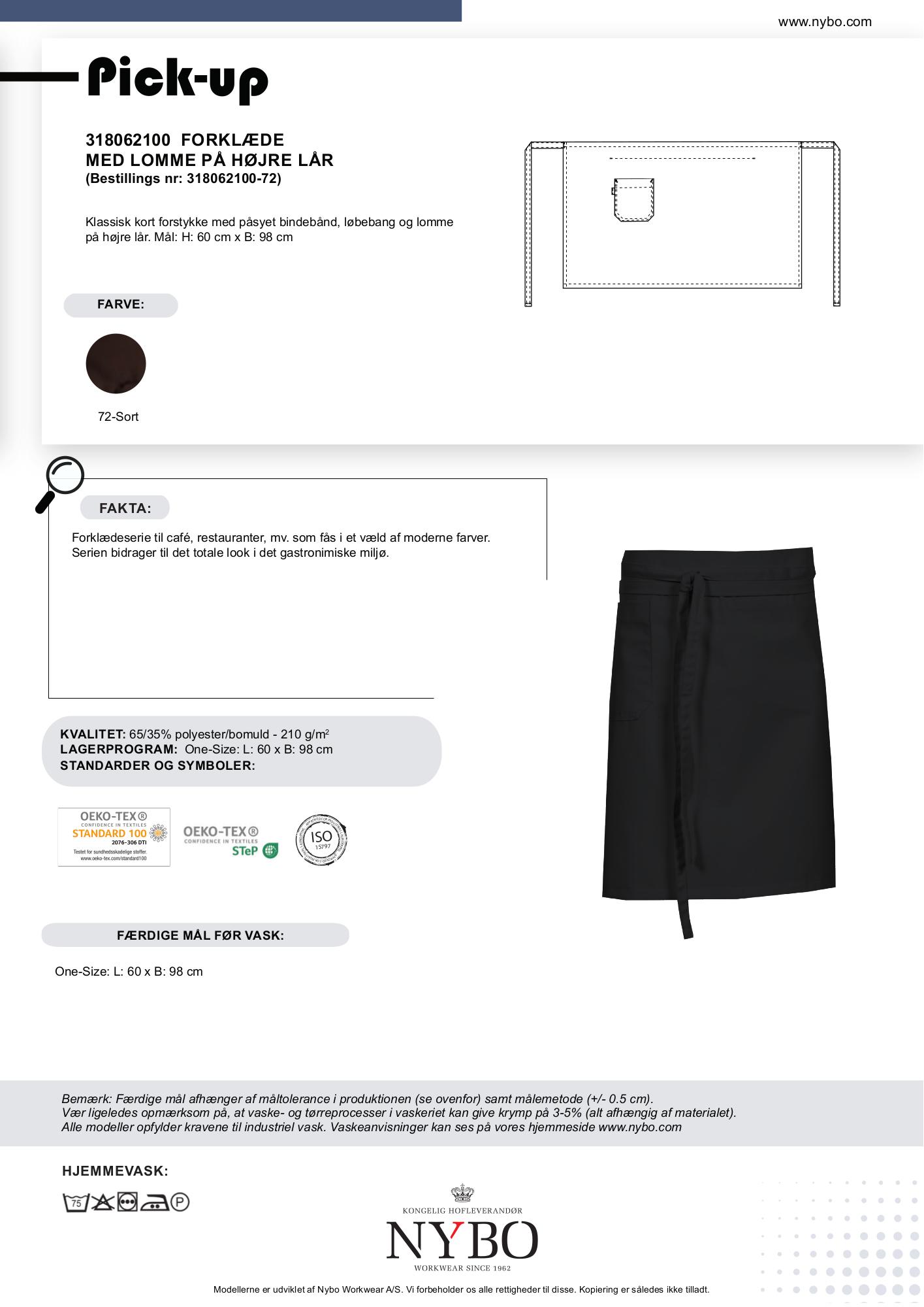 Nybo Sort Unisex Pick-Up Forklæde, Lomme, Forstykke