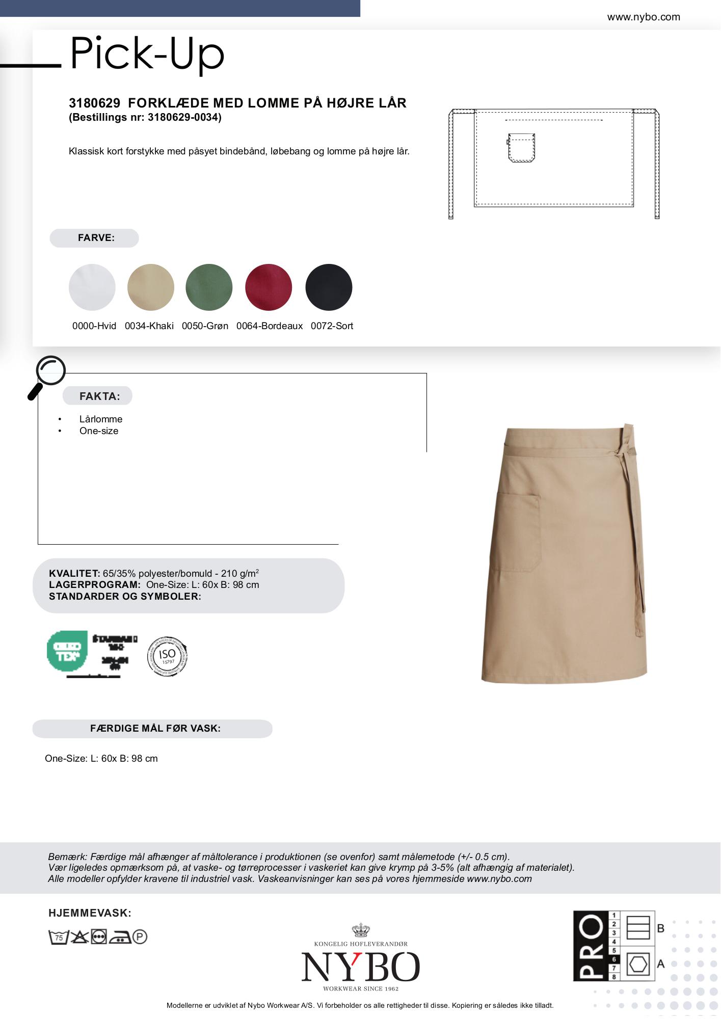 Nybo Khaki Unisex Pick-Up Forklæde, Forstykke, Lomme