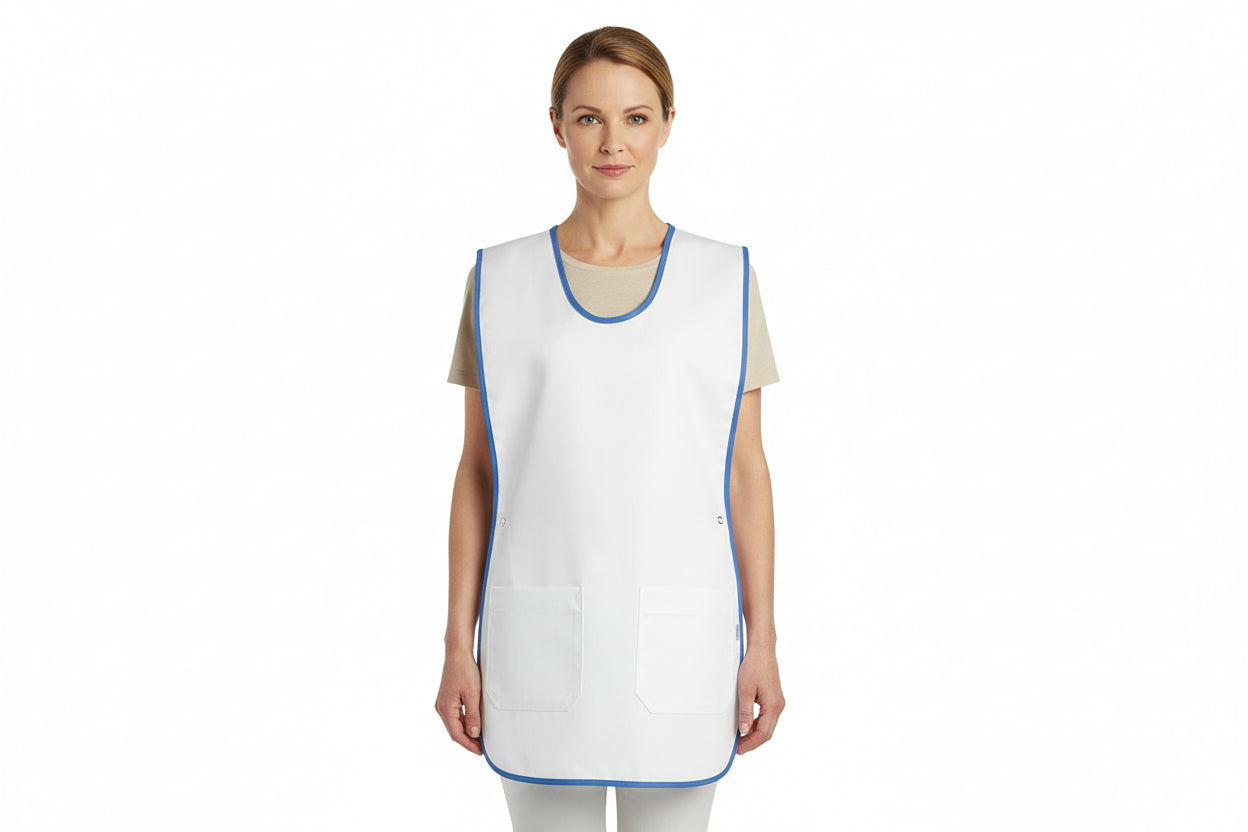 Nybo Hvid/Blå Unisex Dolly Forklæde, Sandwich, Justerbar, Lommer