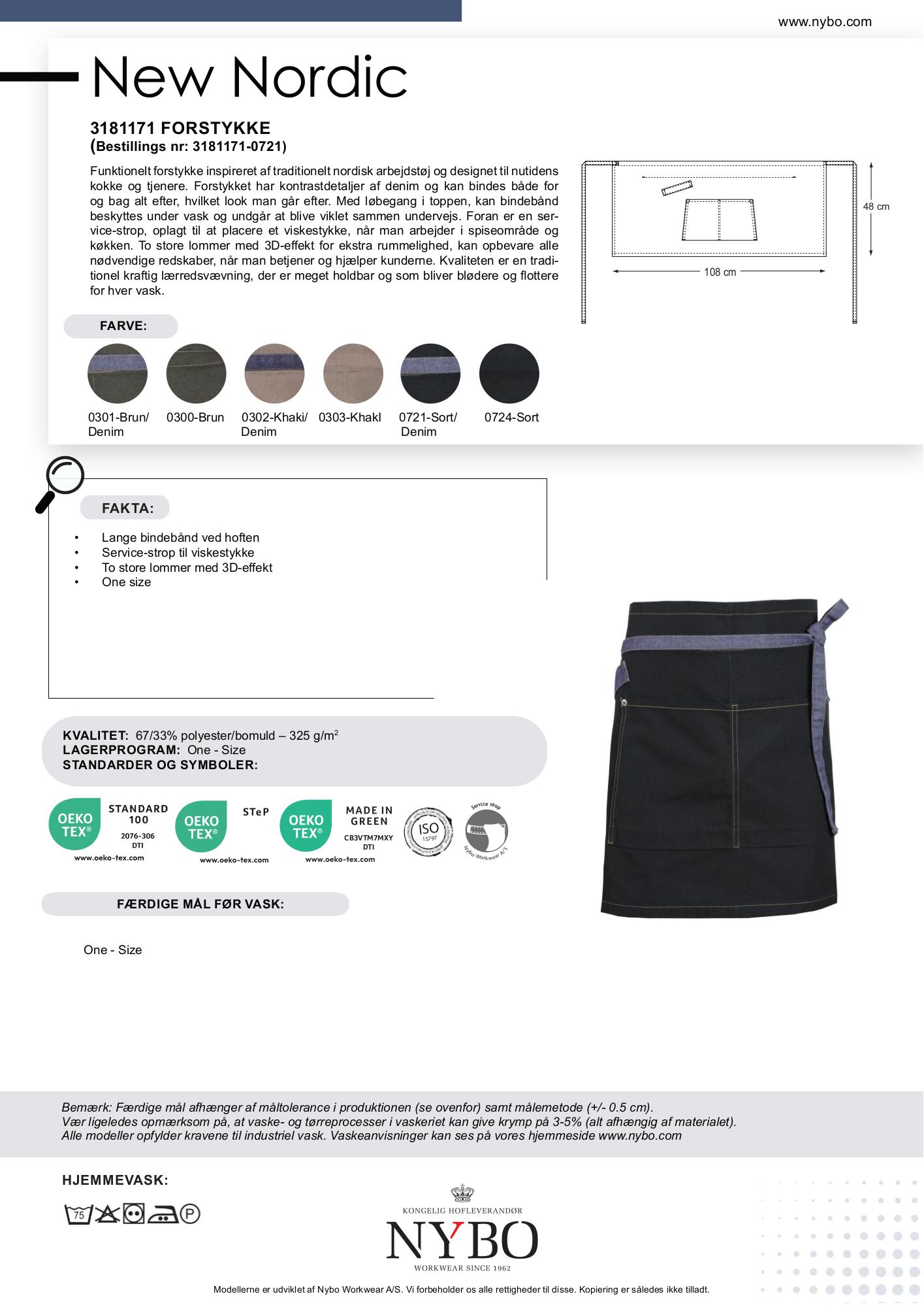 Nybo Sort/Denimblå Unisex New Nordic Forstykke, Slidstærk, Rummelige Lommer