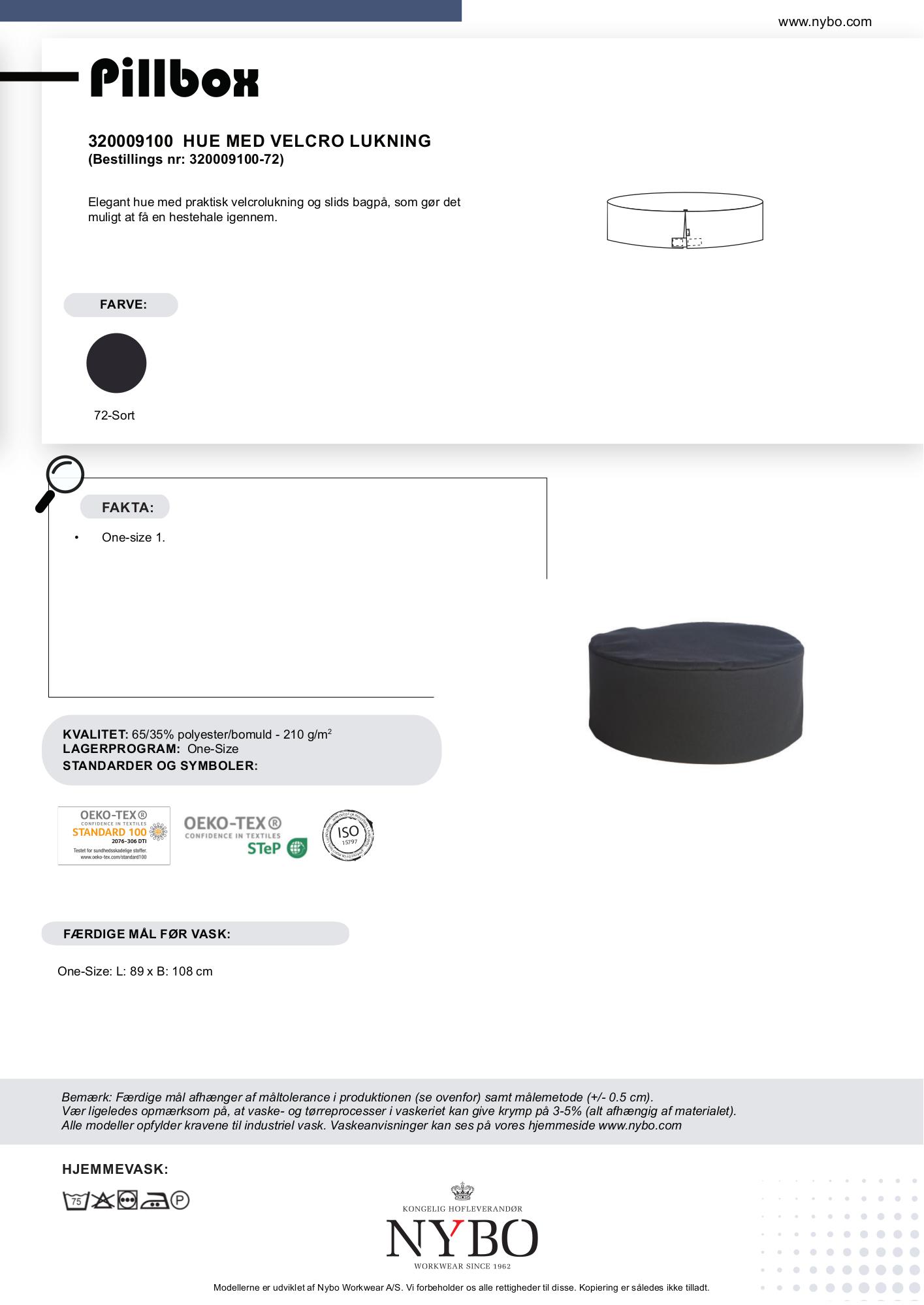 Nybo Sort Unisex Hue, Velcro Lukning, One-Size