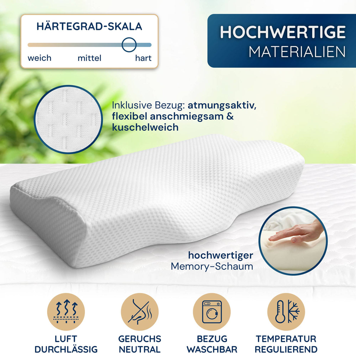 Ergonomisk hovedpude med memoryskum