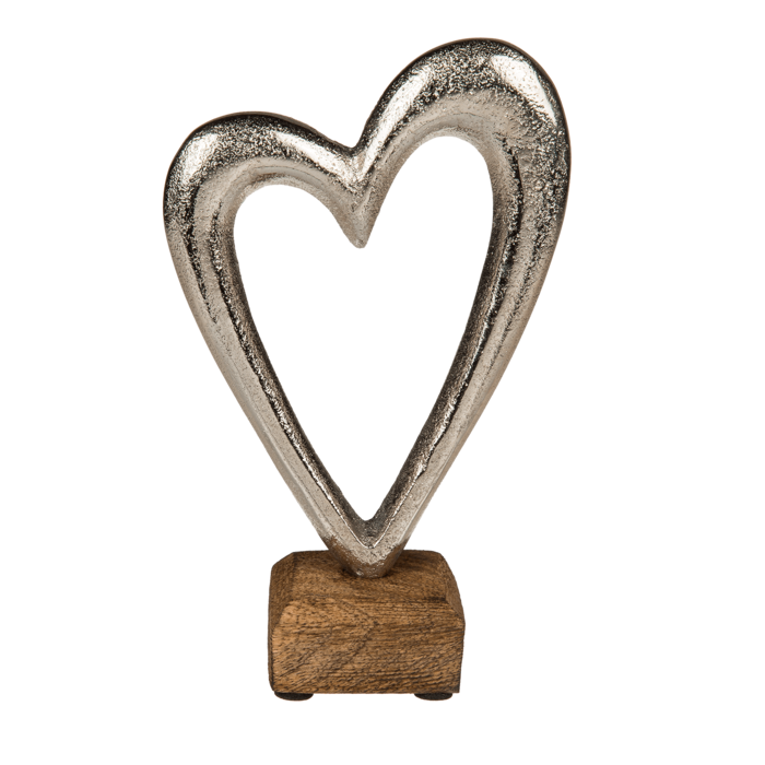 Metalhjerte på træfod, ca. 17 cm