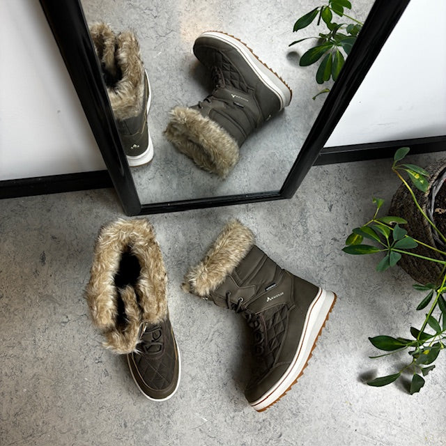 Brun vandtæt vinterstøvle fra Whistler med pels kant