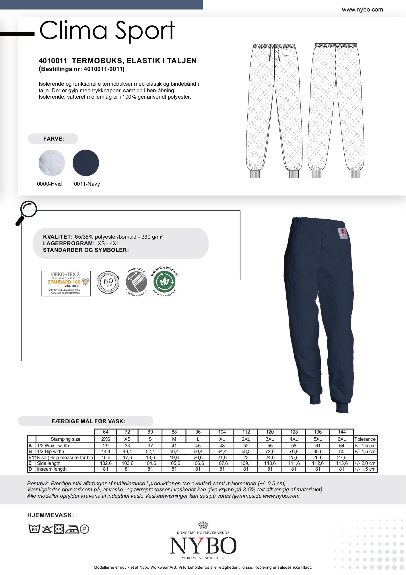 Nybo Navy Unisex Clima Sport Termobukser, Elastik i Taljen