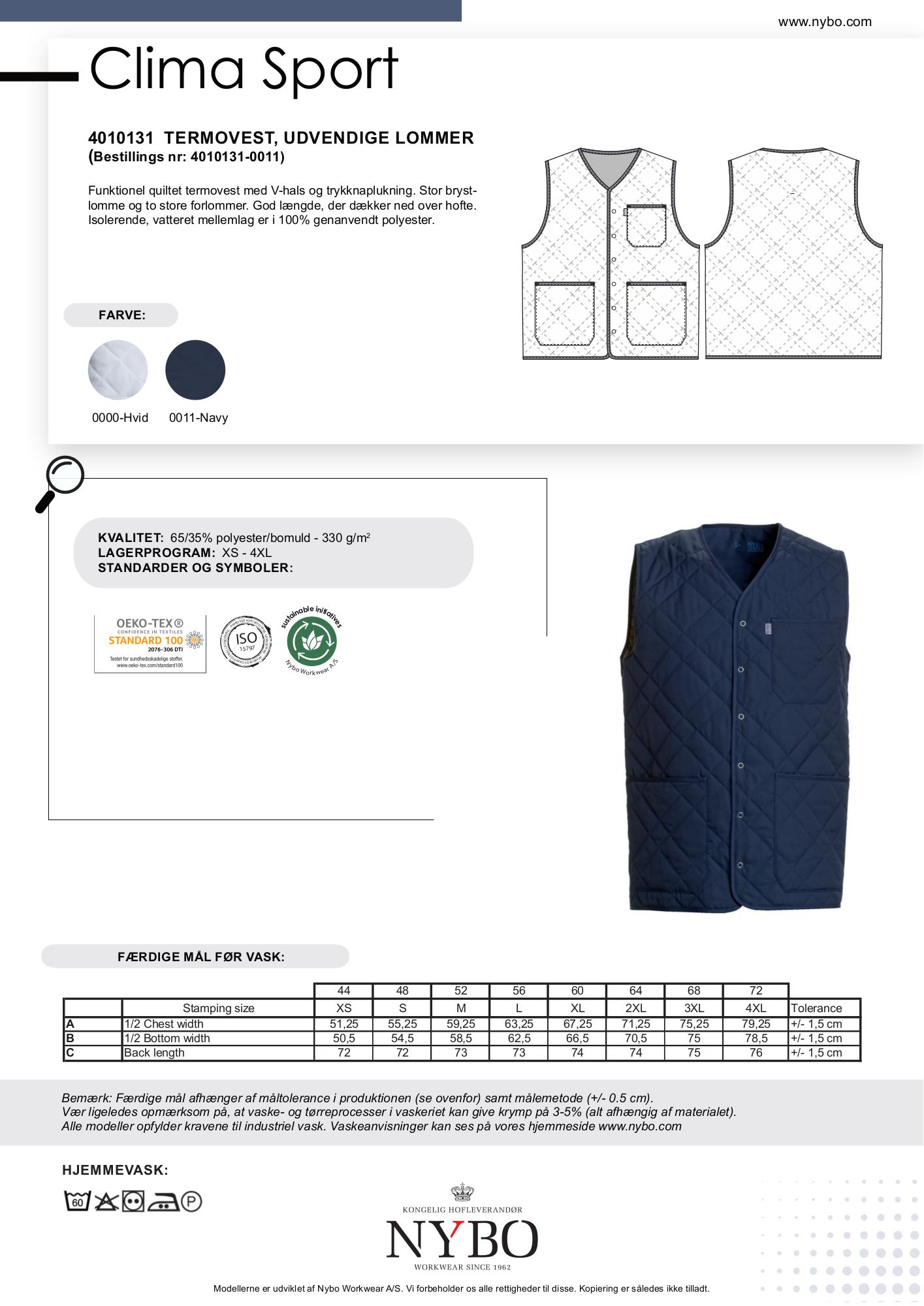 Nybo Navy Unisex Clima Sport Termovest, Udvendige Lommer, Holdbar