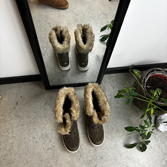 Brun vandtæt vinterstøvle fra Whistler med pels kant