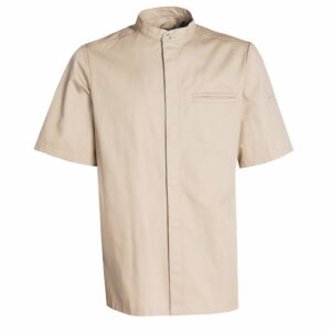 Nybo Khaki Unisex New Nordic Kokkejakke, Kortærmet, Ergonomisk, Strækbar