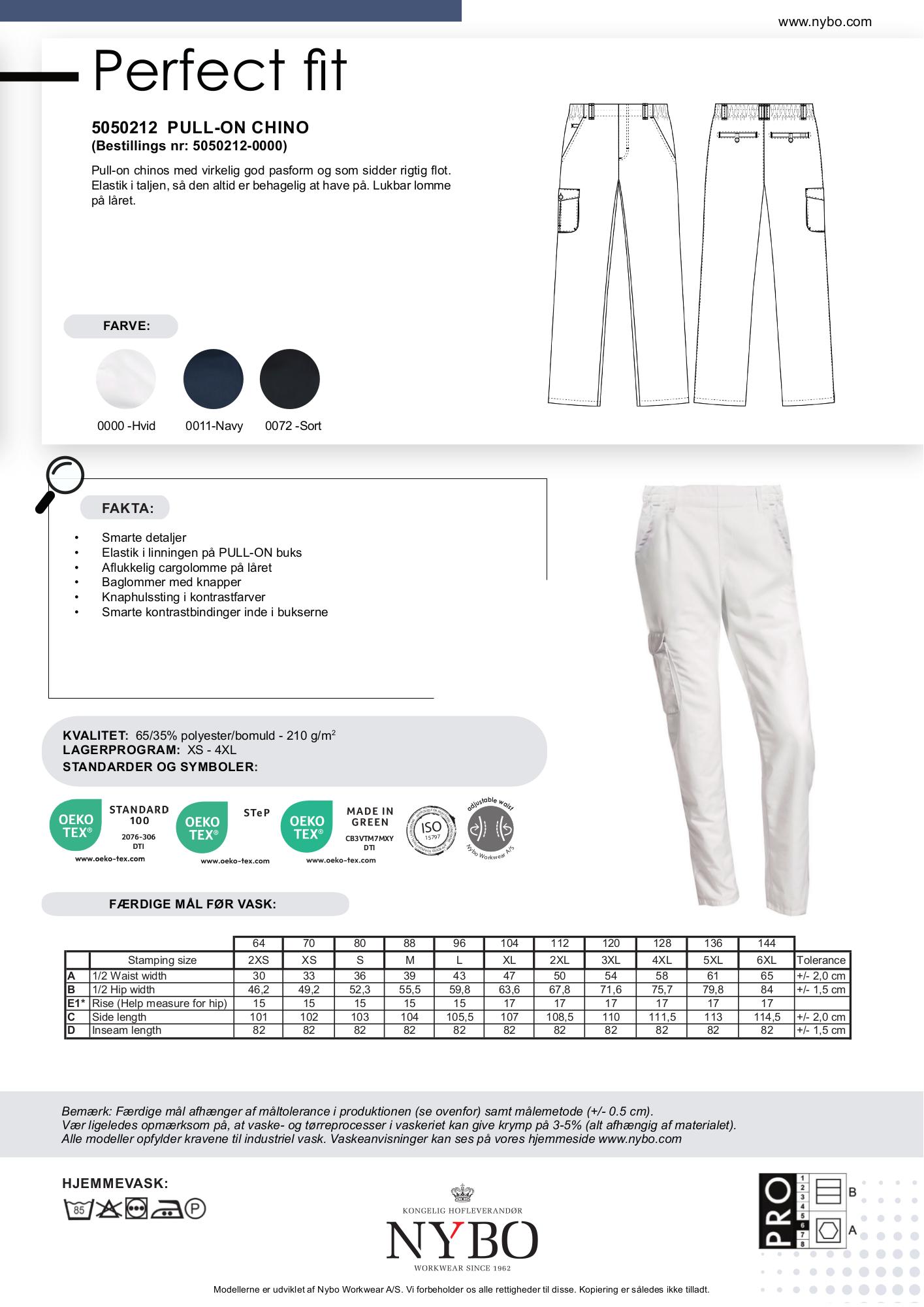 Nybo Hvide Unisex Perfect Fit Pull-on Chinos, Elastik, Komfort