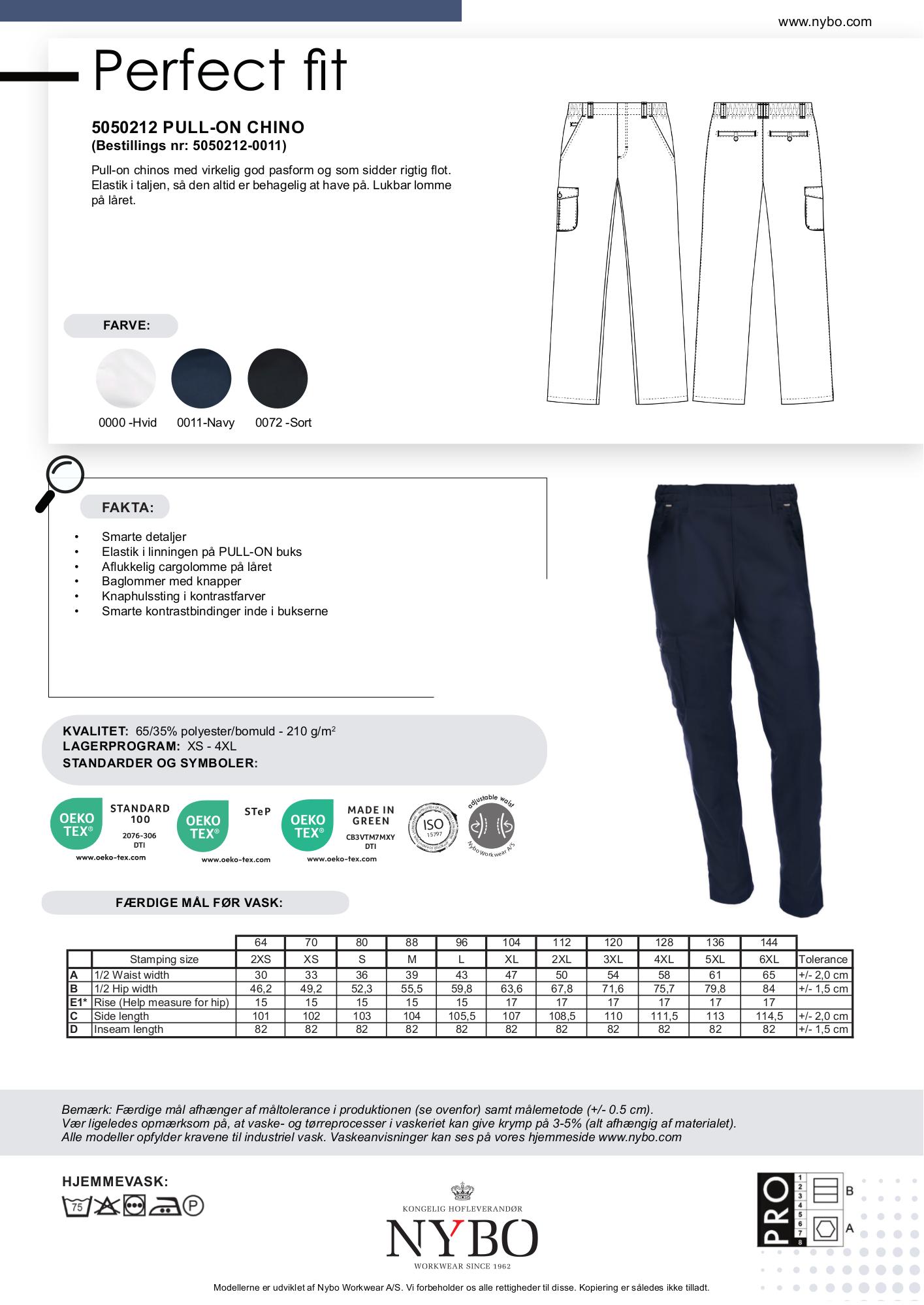 Nybo Navy Unisex Perfect Fit Chinos, Pull-on, Elastik i Taljen, Komfortabel