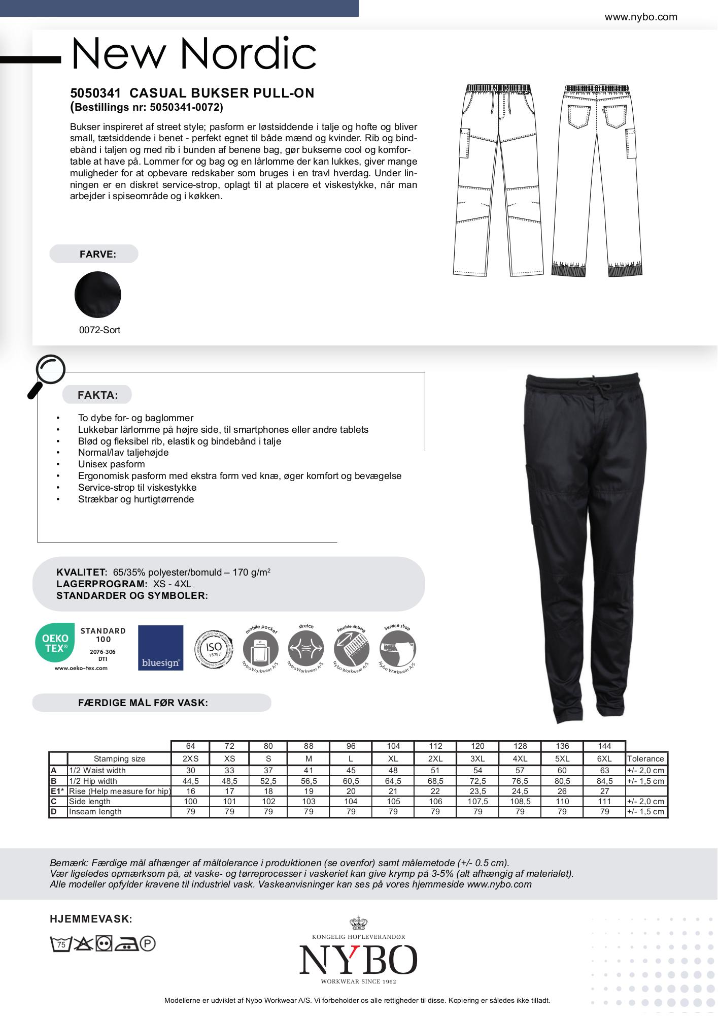 Nybo Sort Unisex New Nordic Bukser, Pull-on, Strækbar, Hurtigtørrende