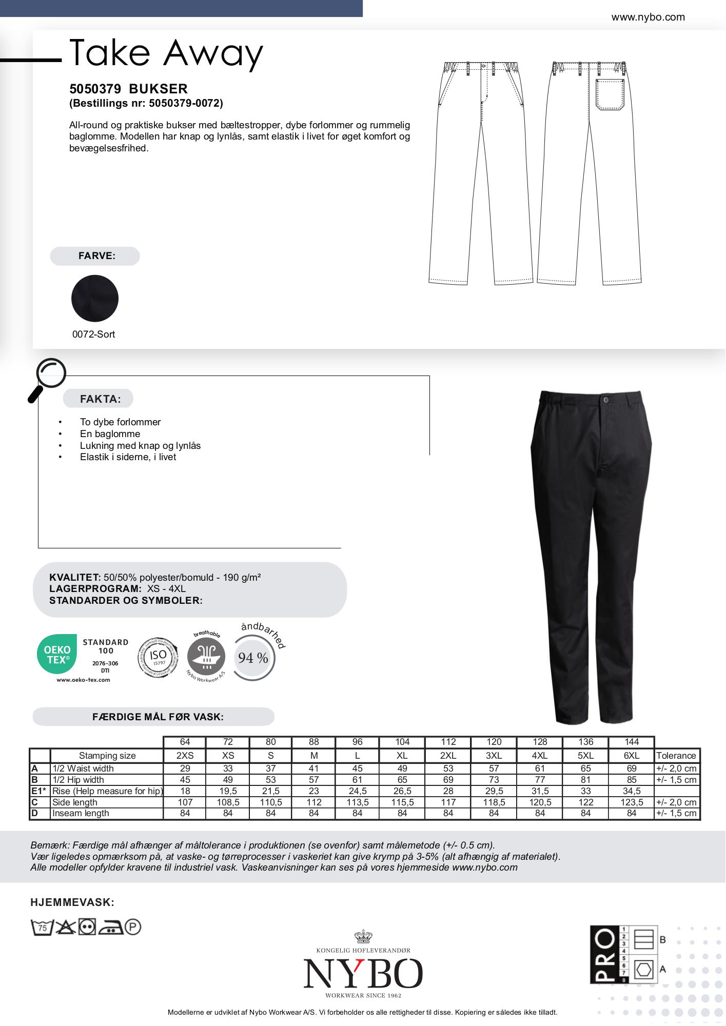 Nybo Sort Unisex Take Away Bukser, Komfort, Elastik