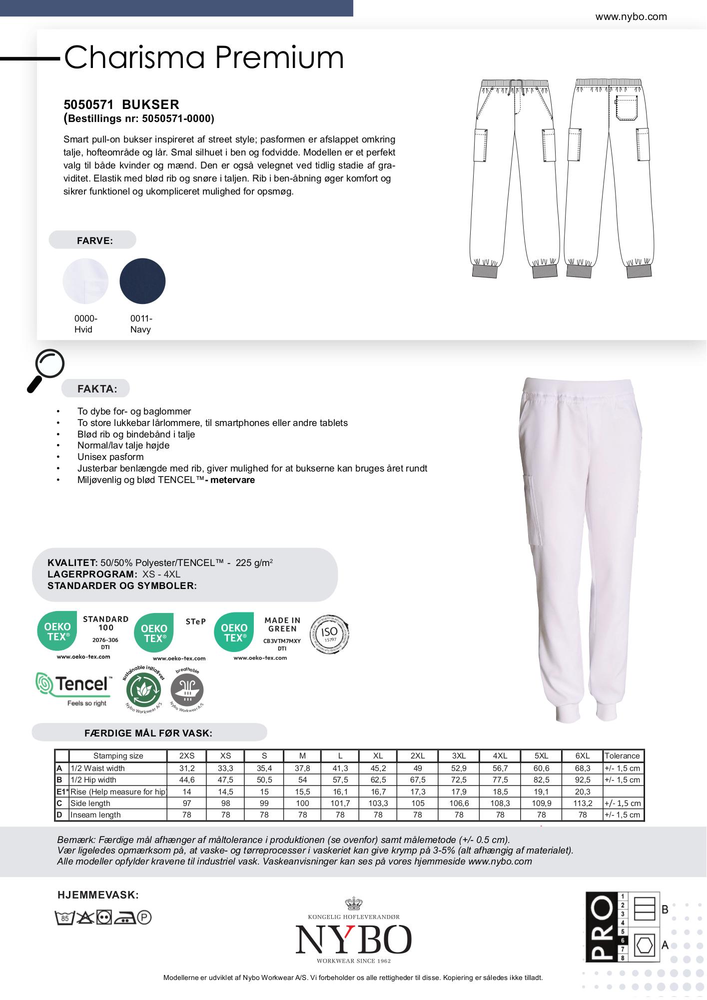 Nybo Hvide Unisex Charisma Premium Bukser, Pull-on, Komfortabel, Slidstærk