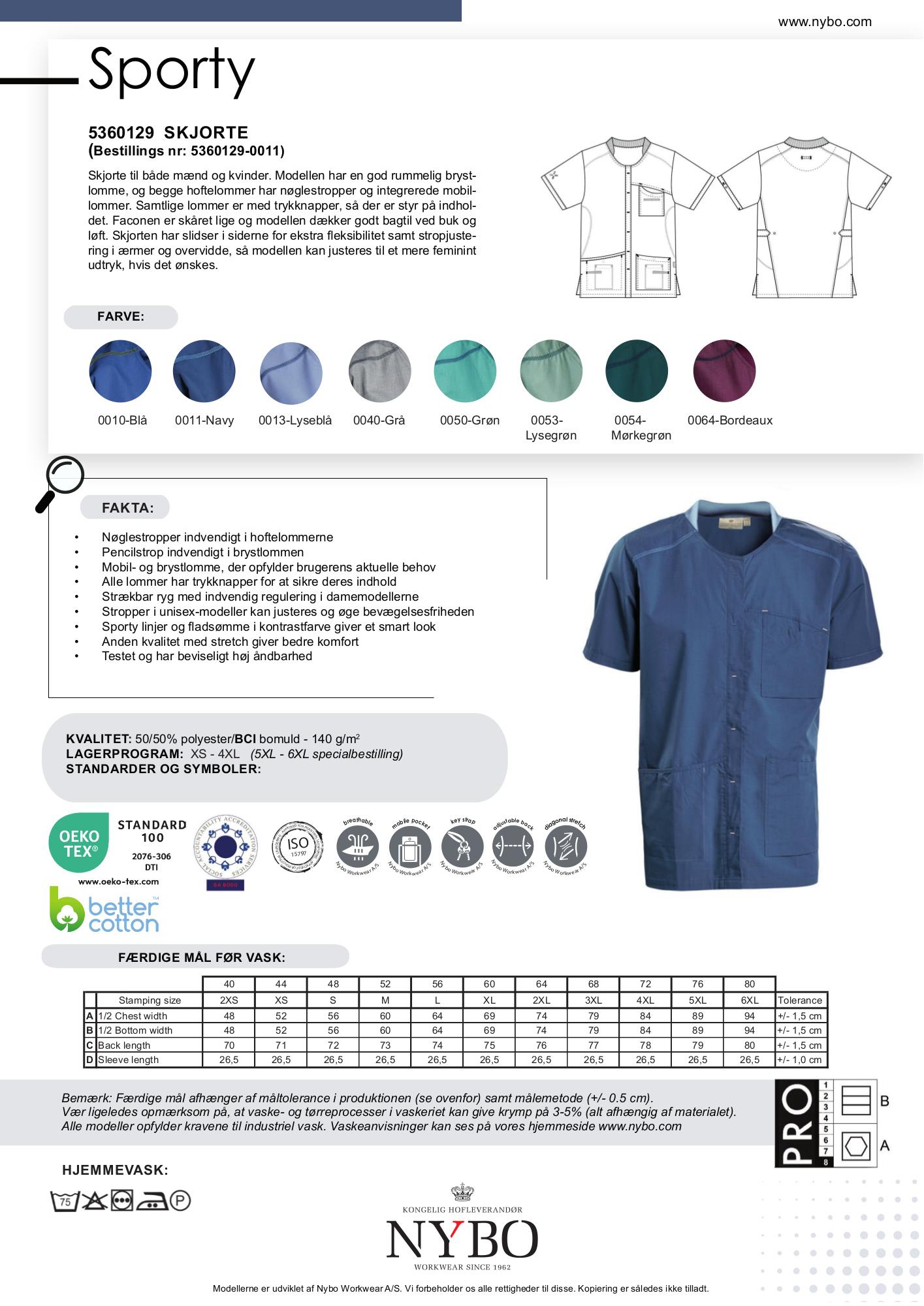 Nybo Navy Unisex Sporty Tunika, Slidser for Fleksibilitet