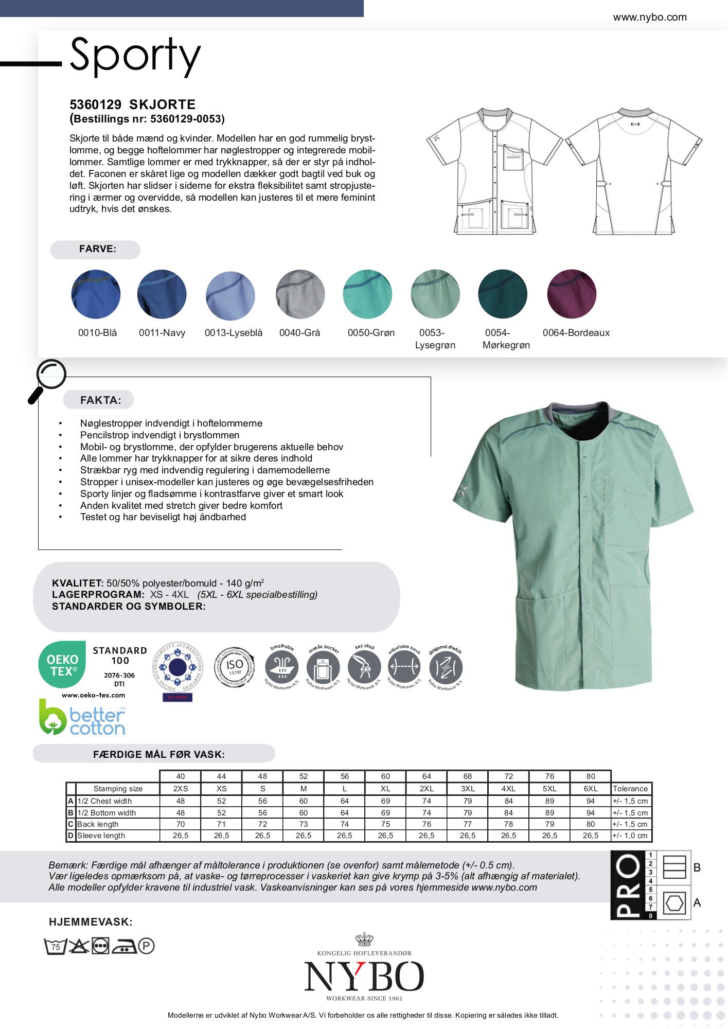 Nybo Lysegrøn Unisex Sporty Tunika, Fleksibel, Slidser &amp; Justerbare Ærmer