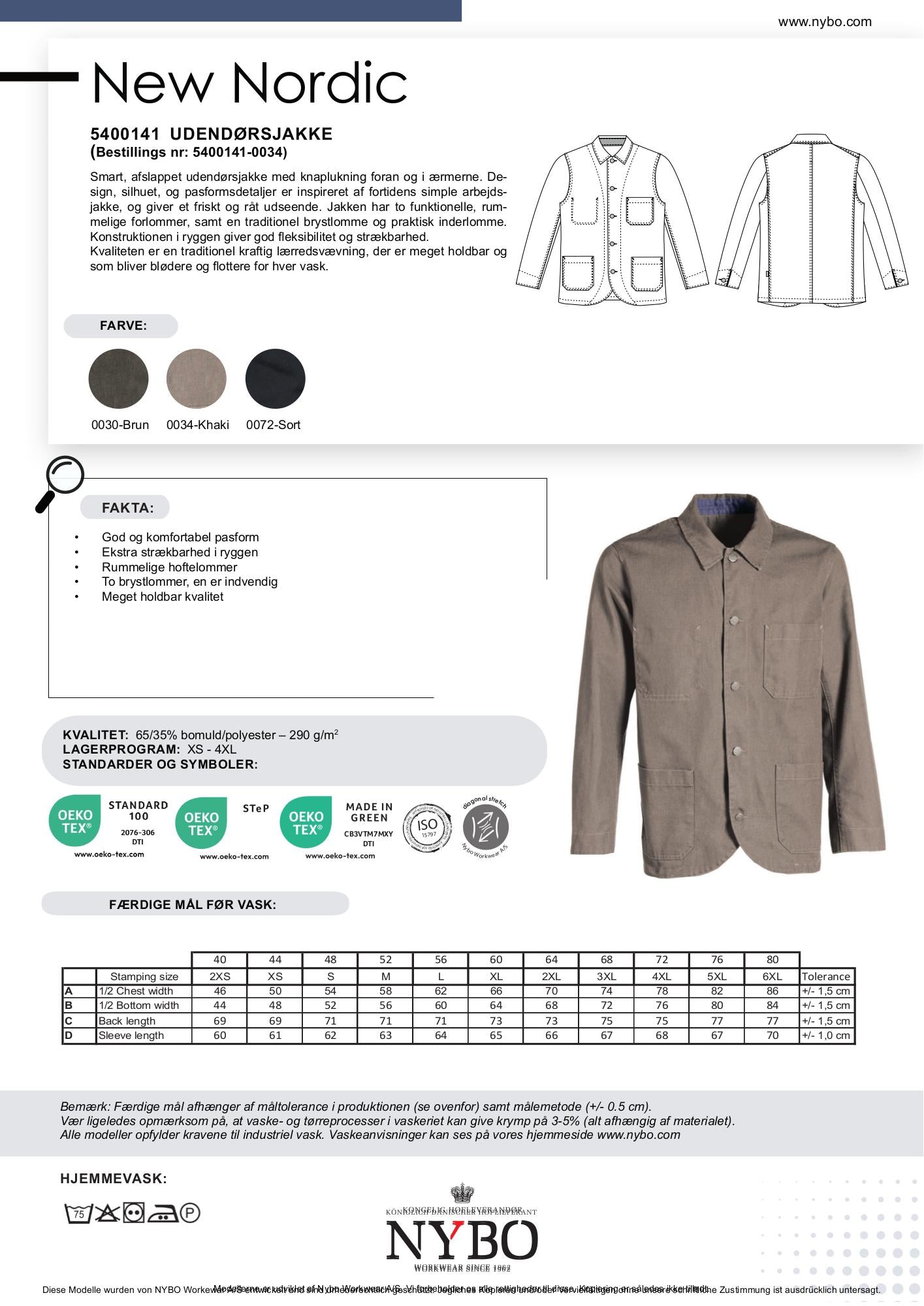 Nybo Khaki Unisex New Nordic Udendørsjakke, Komfort, Strækbar