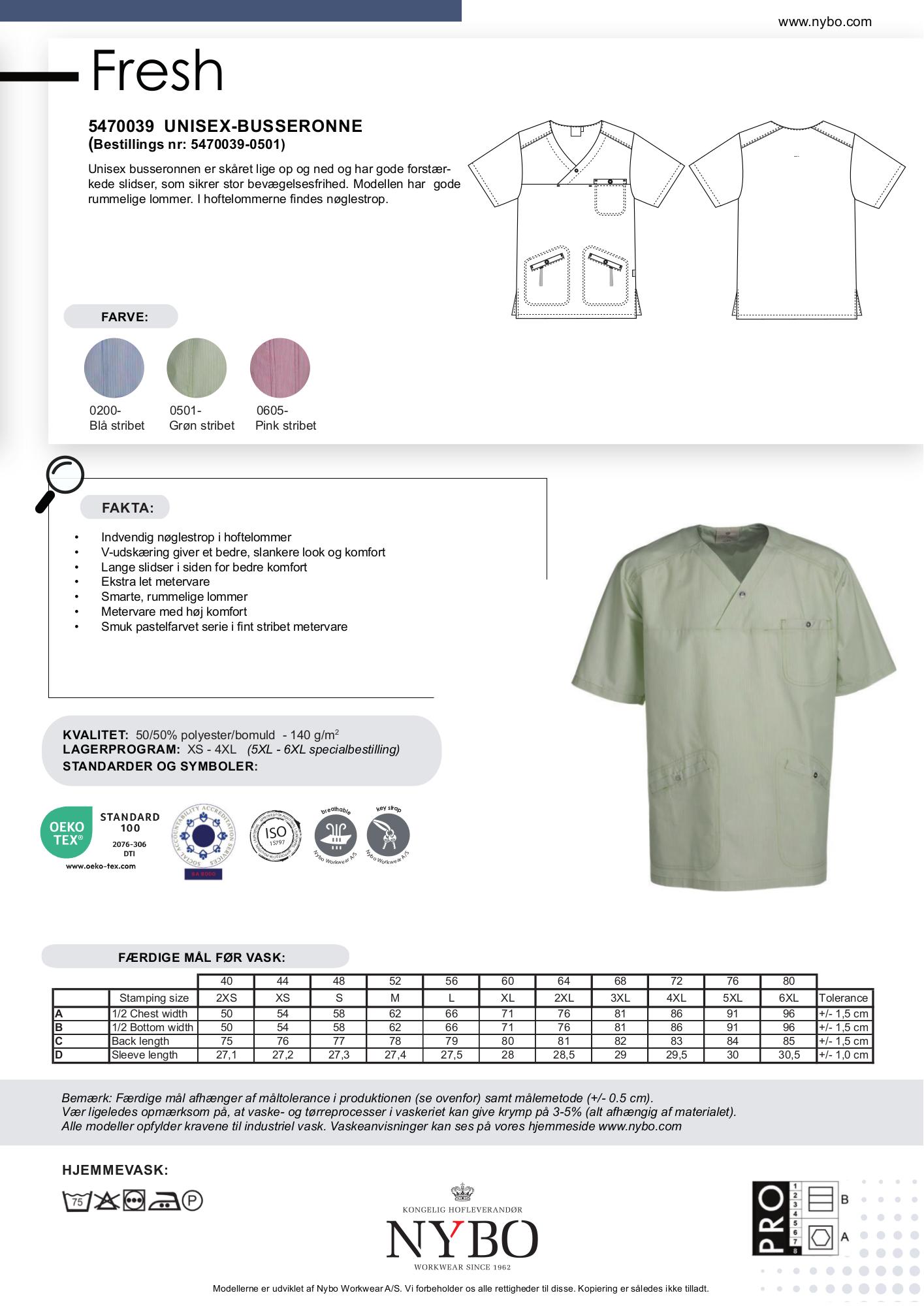 Nybo Pink Stribet Unisex Fresh Busseronne, Justerbar Elastik, Slidstærk