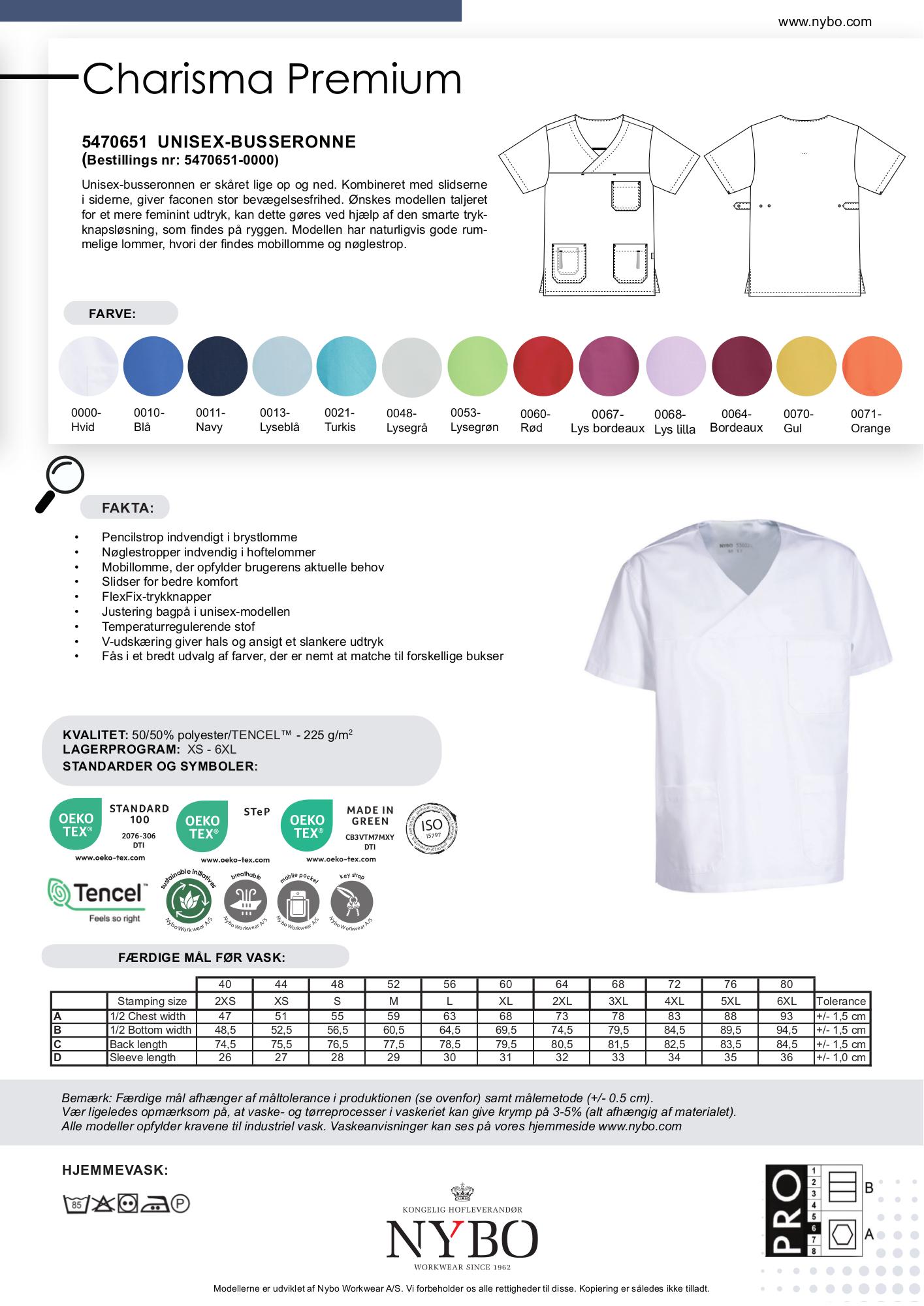 Nybo Hvid Unisex Charisma Premium Busseronne, Slidser, Temperaturregulerende