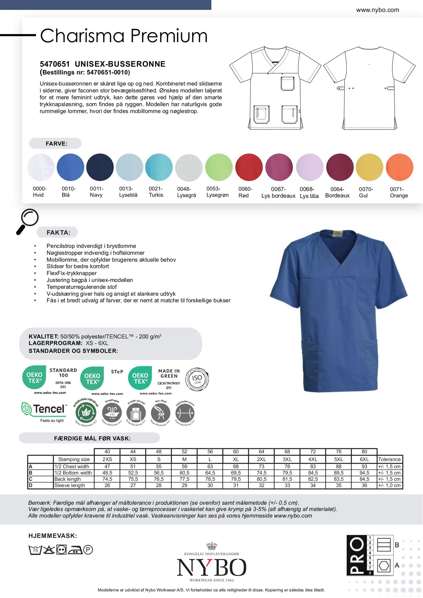 Nybo Blå Unisex Charisma Premium Busseronne, Temperaturregulerende, Slidser