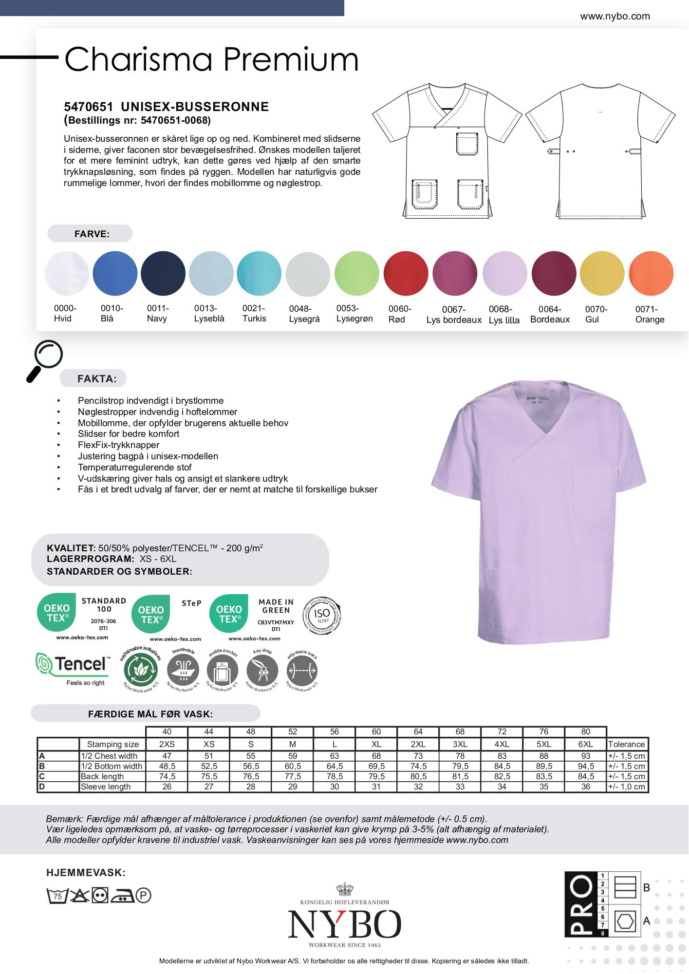 Nybo Lys Lilla Unisex Charisma Premium Busseronne, Temperaturregulerende, Slidser