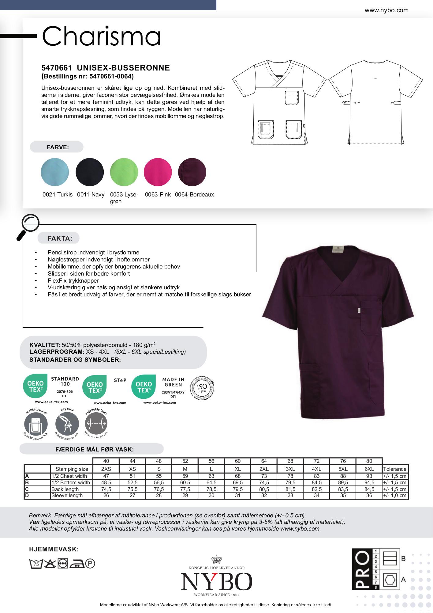 Nybo Bordeaux Unisex Charisma Busseronne, Stor Bevægelsesfrihed, Smarte Trykknapper