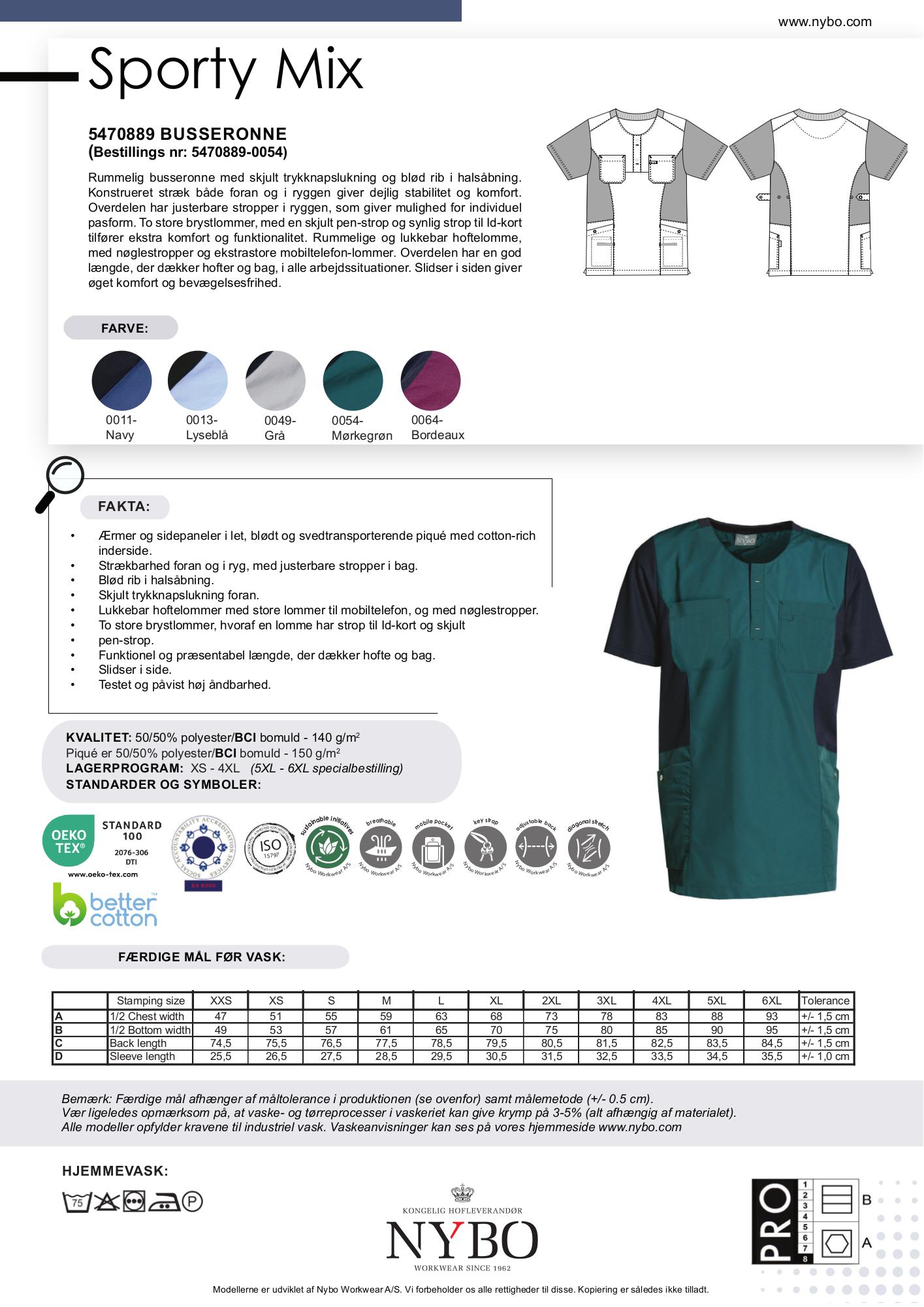 Nybo Mørkegrøn Unisex Sporty Mix Busseronne, Kortærmet, Åndbar, Stretch