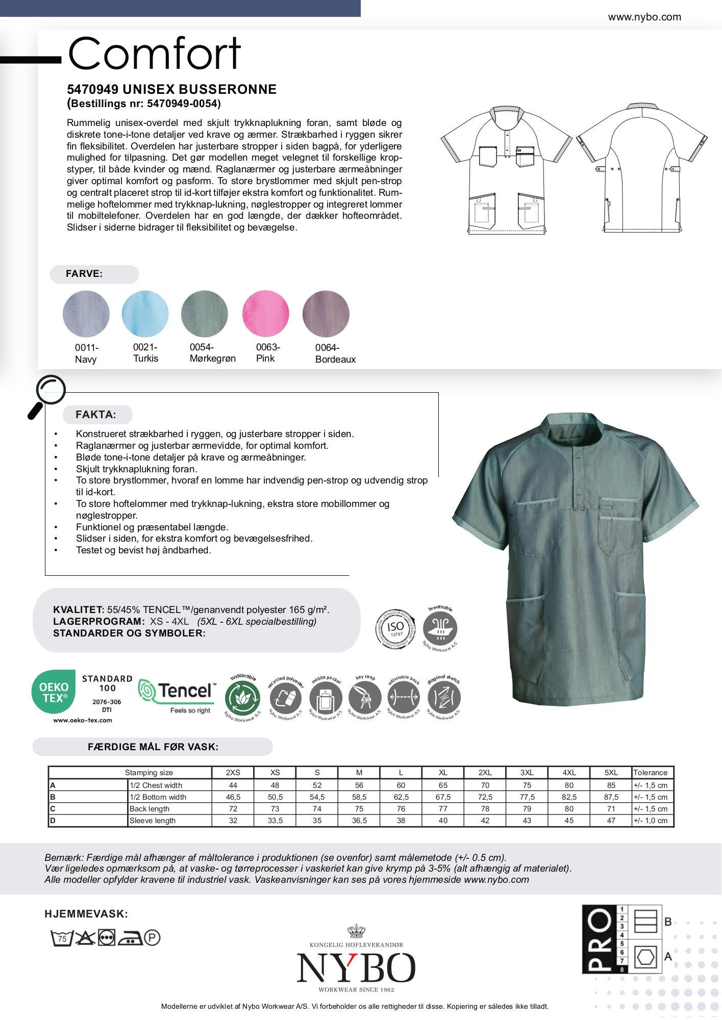 Nybo Mørkegrøn Unisex Comfort Busseronne, Strækbar, Åndbar