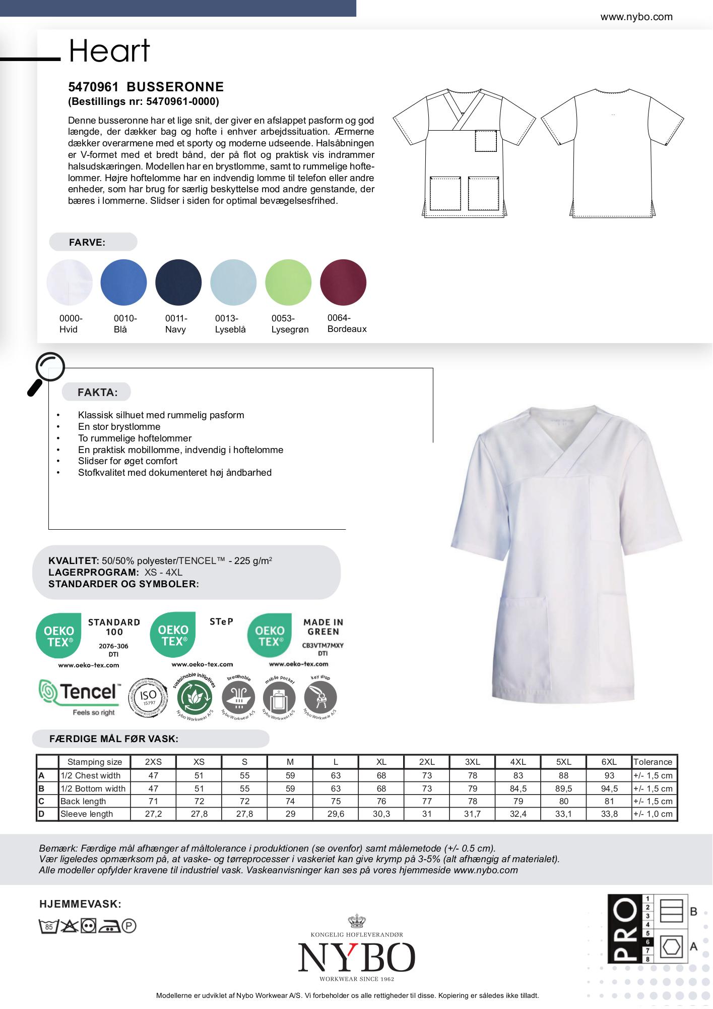 Nybo Hvid Unisex Heart Busseronne, Åndbar, Rummelig Pasform