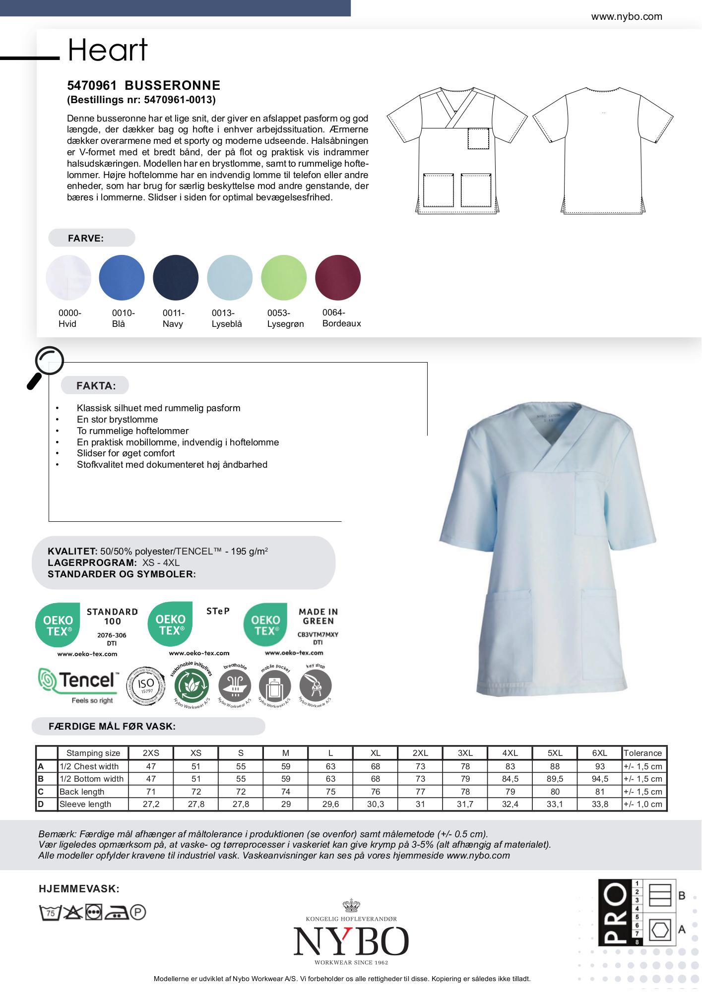 Nybo Lyseblå Dame Heart Busseronne, Rummelig Pasform, Åndbar, Slidser
