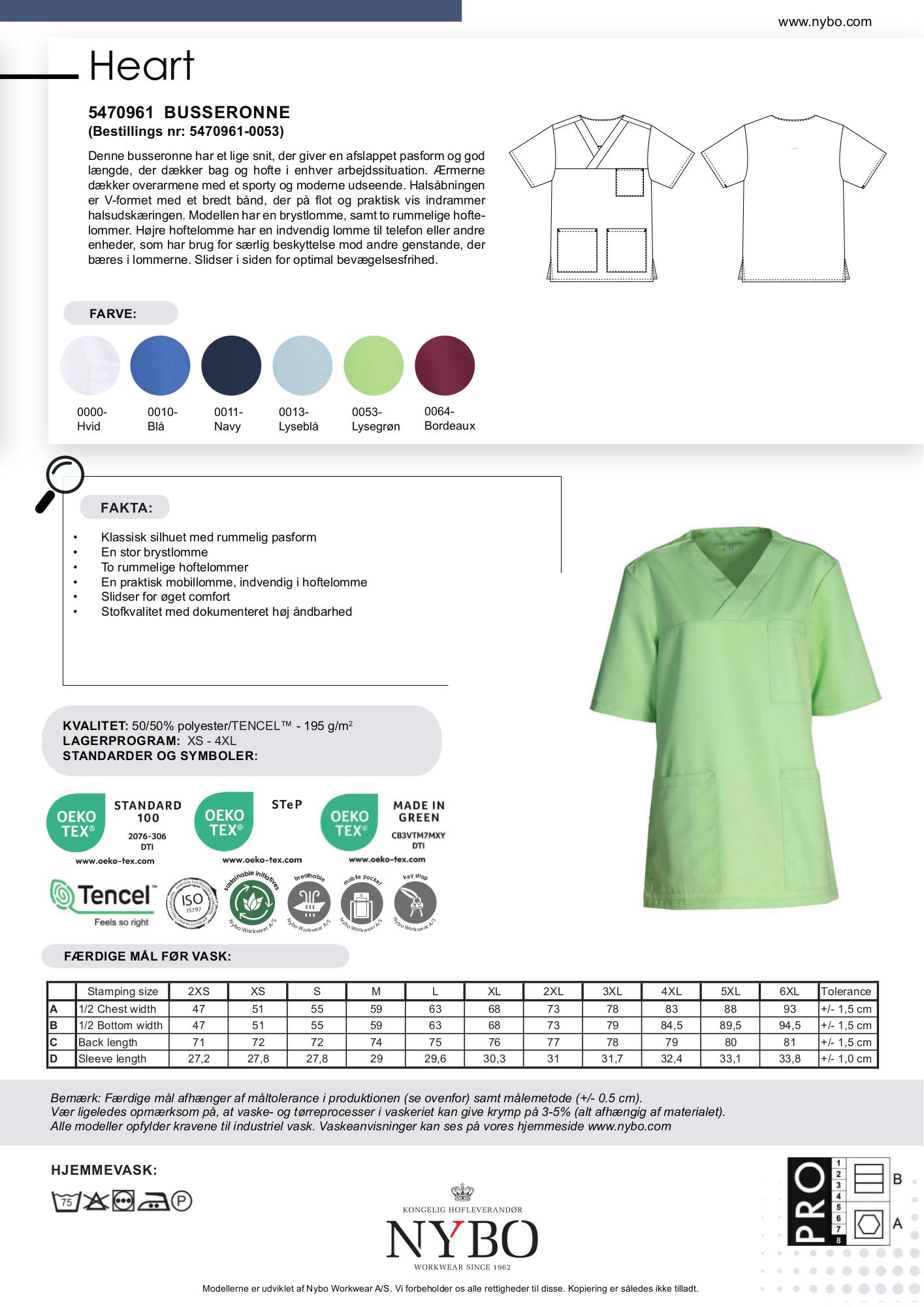 Nybo Lysegrøn Unisex HEART Busseronne, Åndbar, Rummelig Pasform