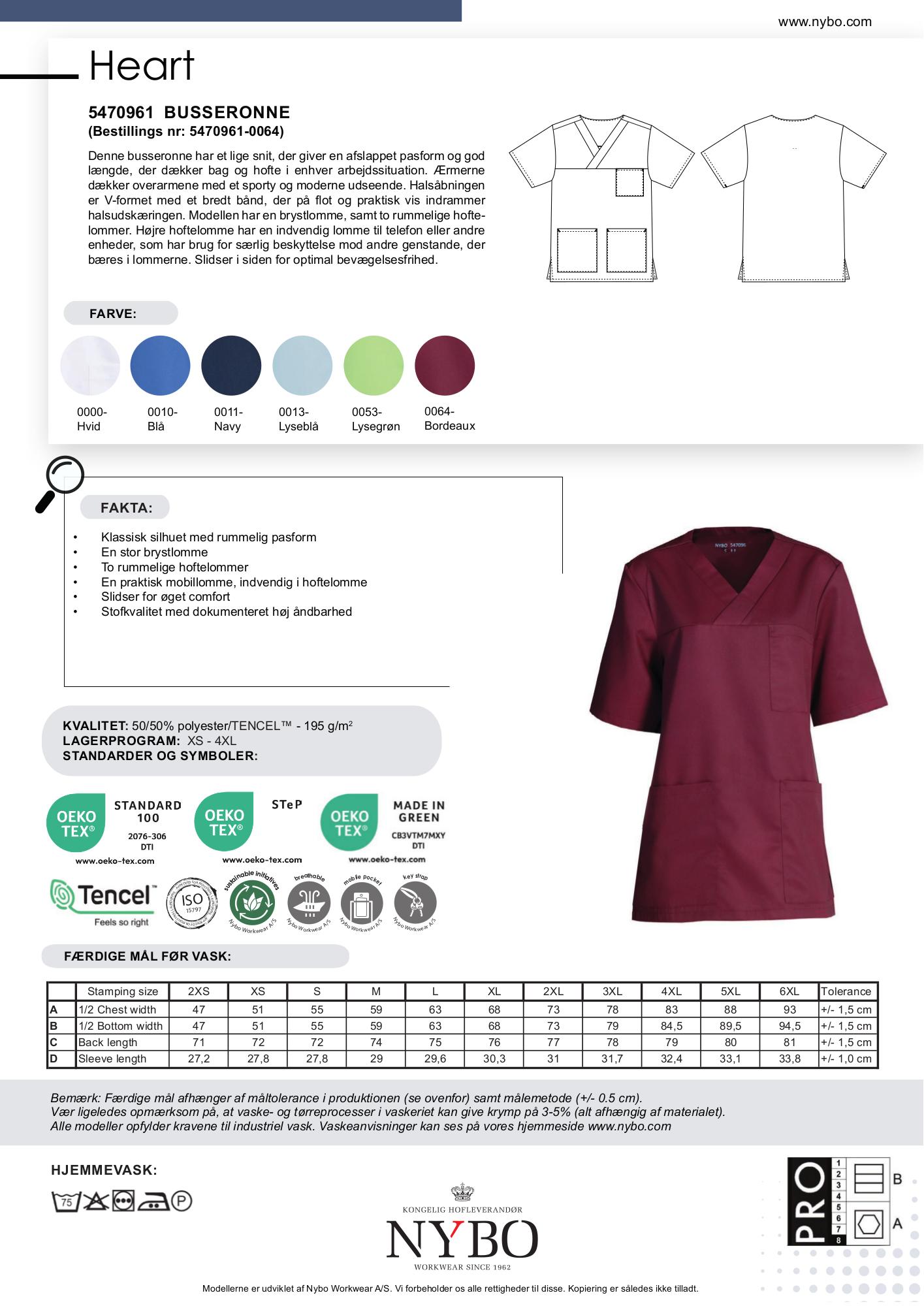 Nybo Bordeaux Dame Heart Busseronne, Åndbar, Slidstærk, Komfort