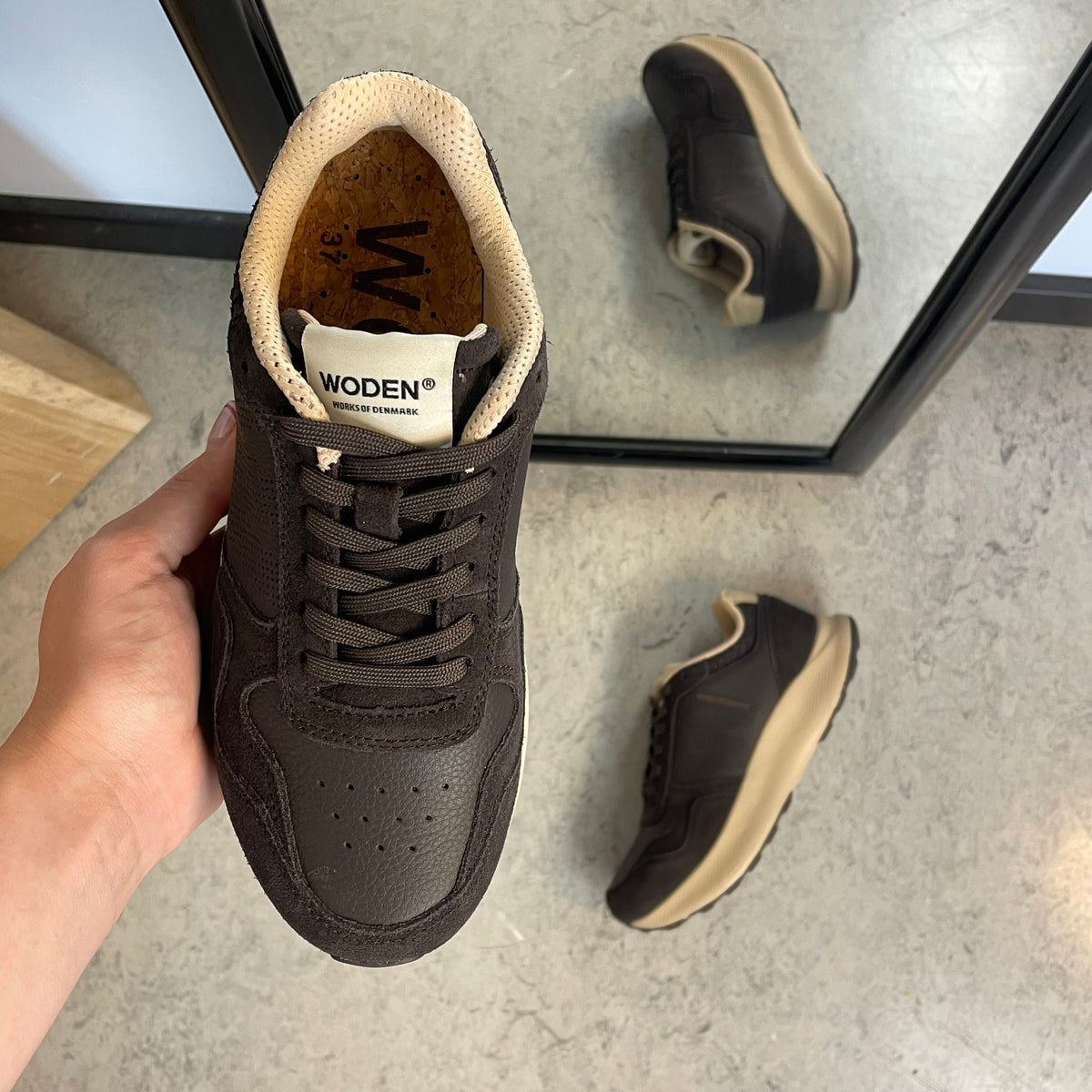 Mathilde Runner Leather – chokoladebrun Woden sneaker med let gængesål