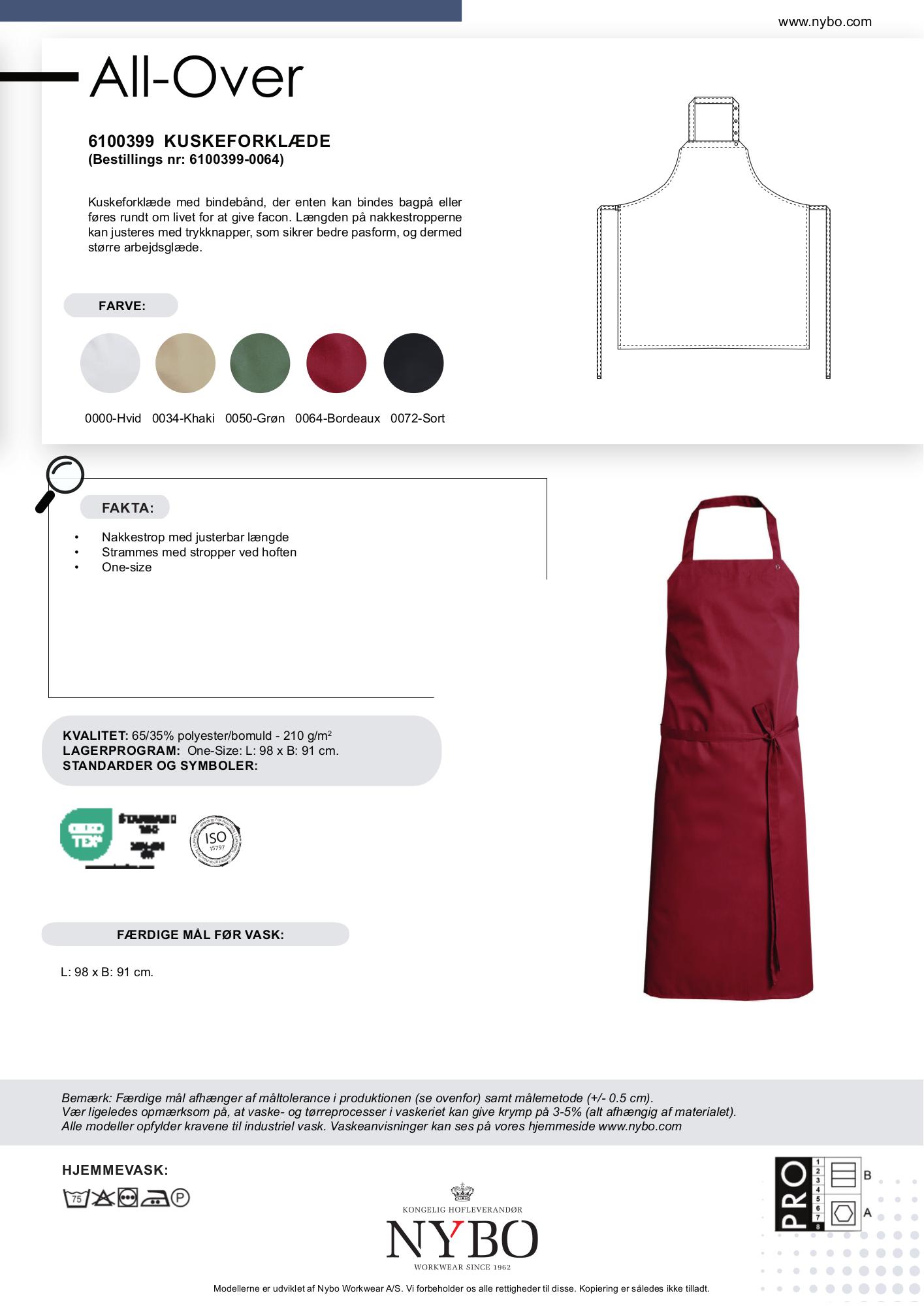 Nybo Bordeaux Unisex Kuskeforklæde, Justerbar Nakkestrop, One-Size