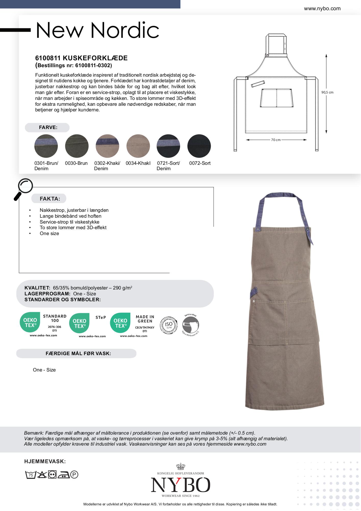 Nybo Khaki/Denimblå Unisex New Nordic Kuskeforklæde, Justerbar, 3D-Lommer