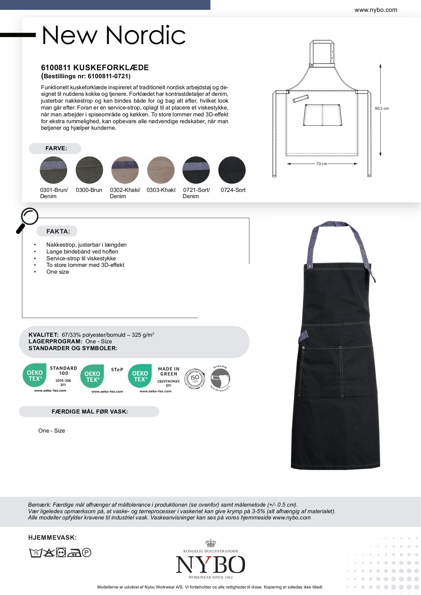 Nybo Sort/Denimblå Unisex New Nordic Kuskeforklæde, Justerbar, Rummelige Lommer