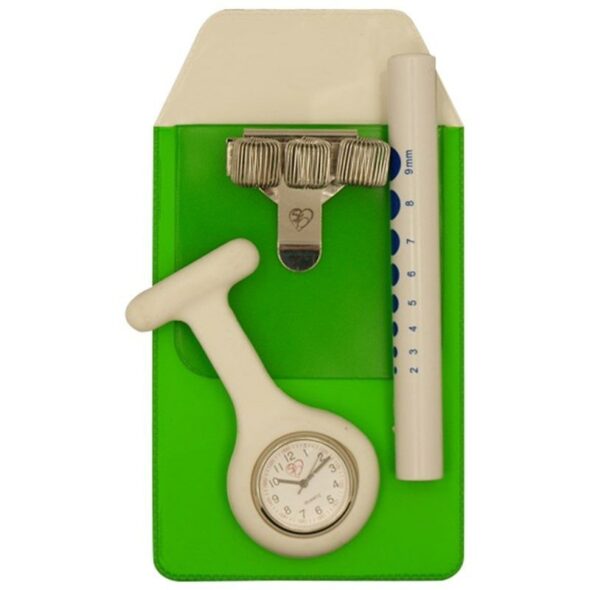 Lommebeskytter, penholder, penlygte og ur