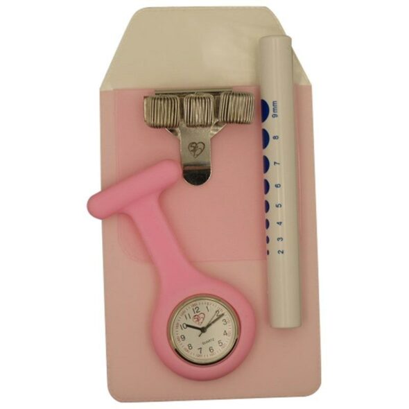 Lommebeskytter, penholder, penlygte og ur