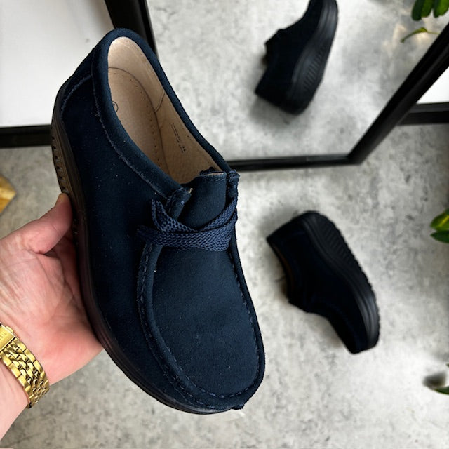 Navy ruskindssko med gængesål og svangstøtte