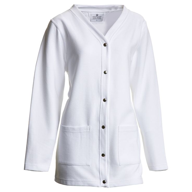 Nybo Hvid Dame Equipment Cardigan, Ottoman, Blød Kvalitet, Store Lommer