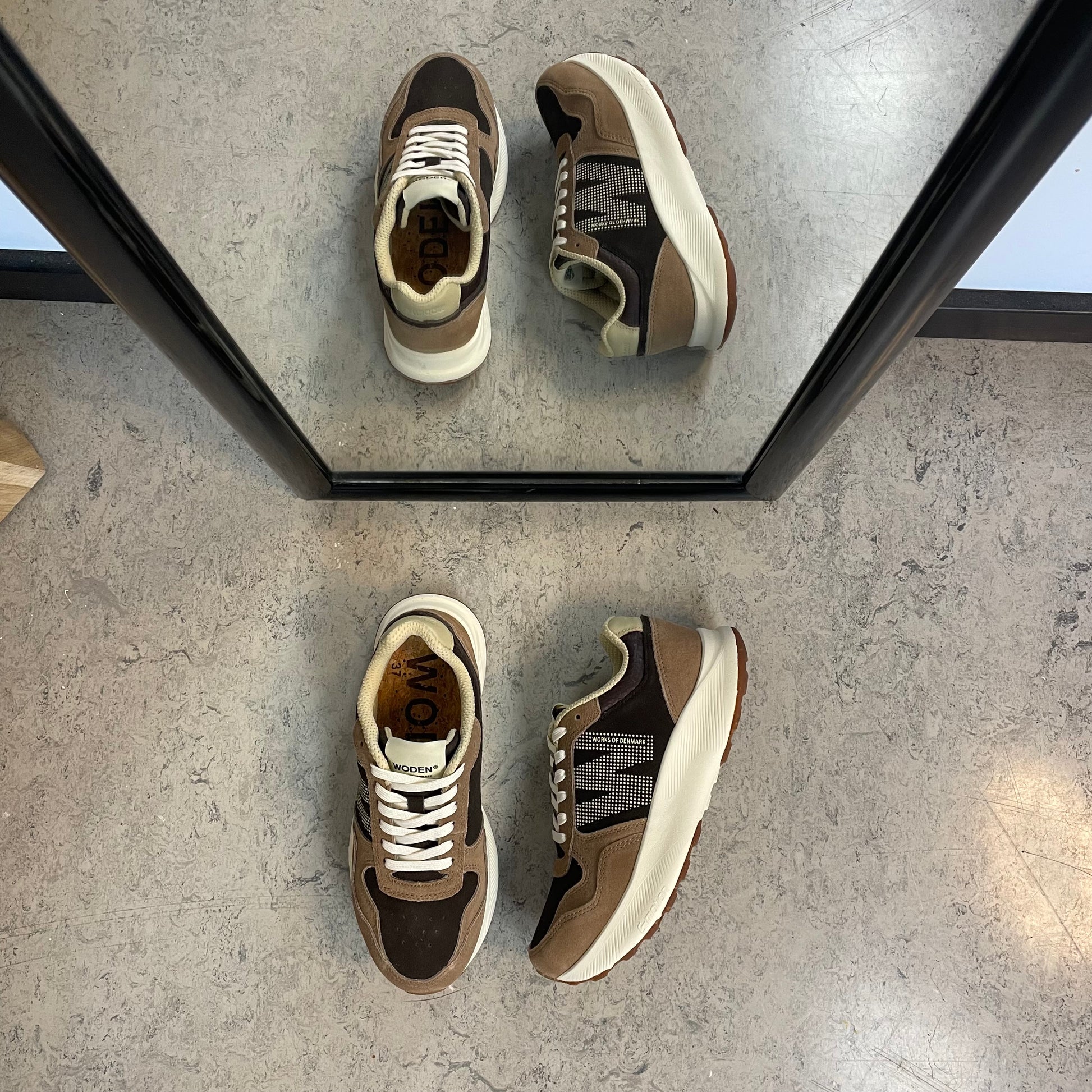 Mathilde Runner Leather – Woden sneaker i brune nuancer med let gængesål
