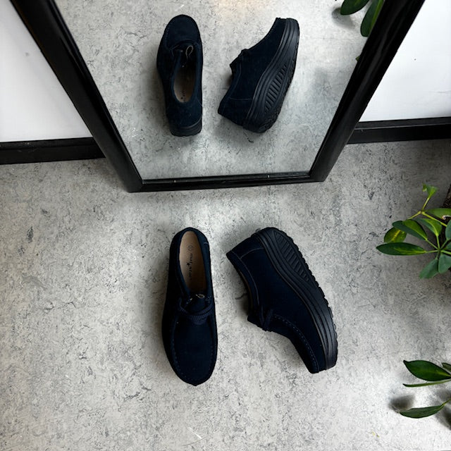 Navy ruskindssko med gængesål og svangstøtte