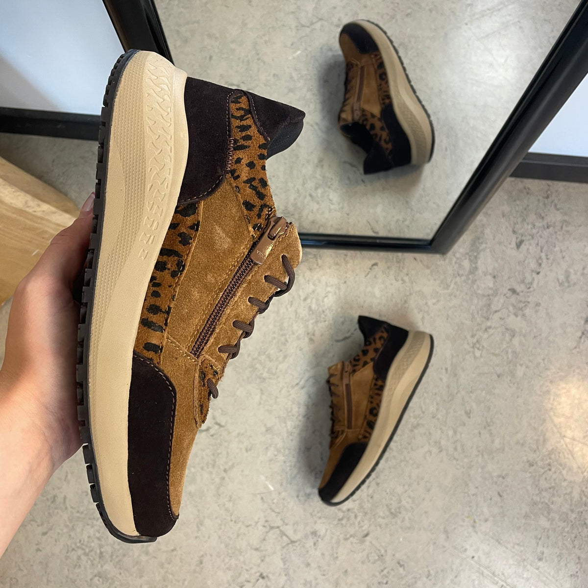 Green Comfort Zigga sneaker i leopard